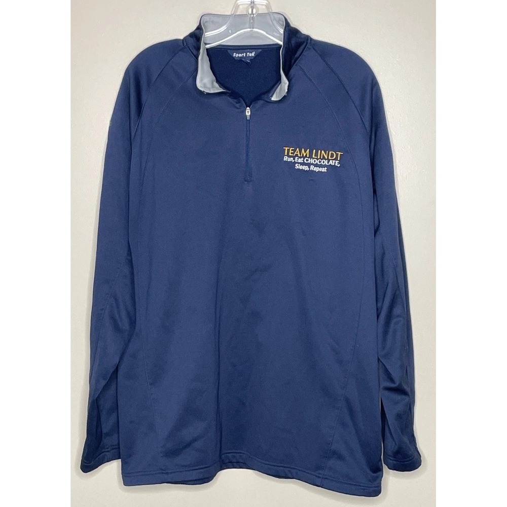 Team Lindt Swiss Chocolate Mens XL Quarter Zip Sport-Tek Blue Fleece Sweatshirt